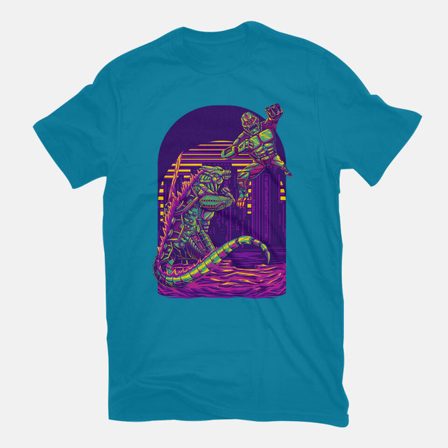 RoboZilla Vs RoboKong-Mens-Heavyweight-Tee-alanside