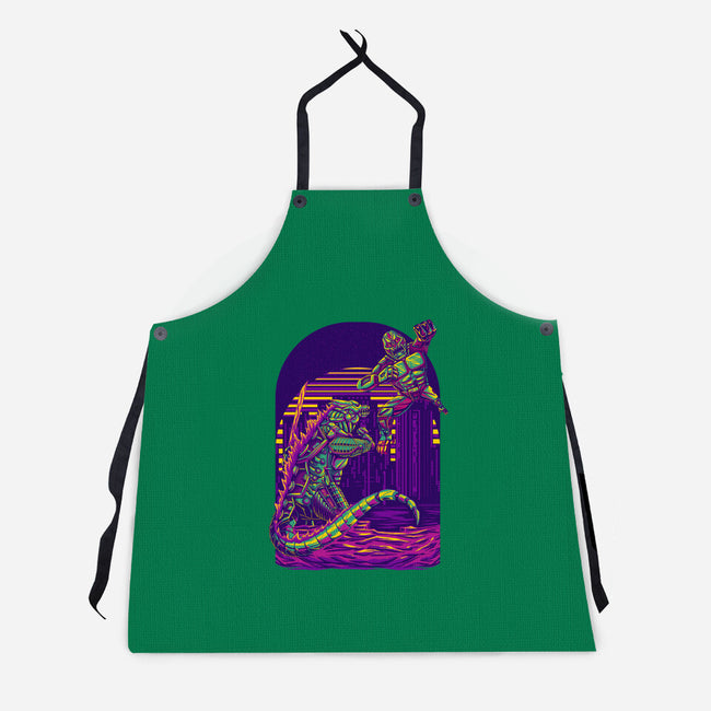 RoboZilla Vs RoboKong-Unisex-Kitchen-Apron-alanside