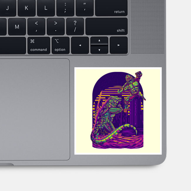 RoboZilla Vs RoboKong-None-Glossy-Sticker-alanside
