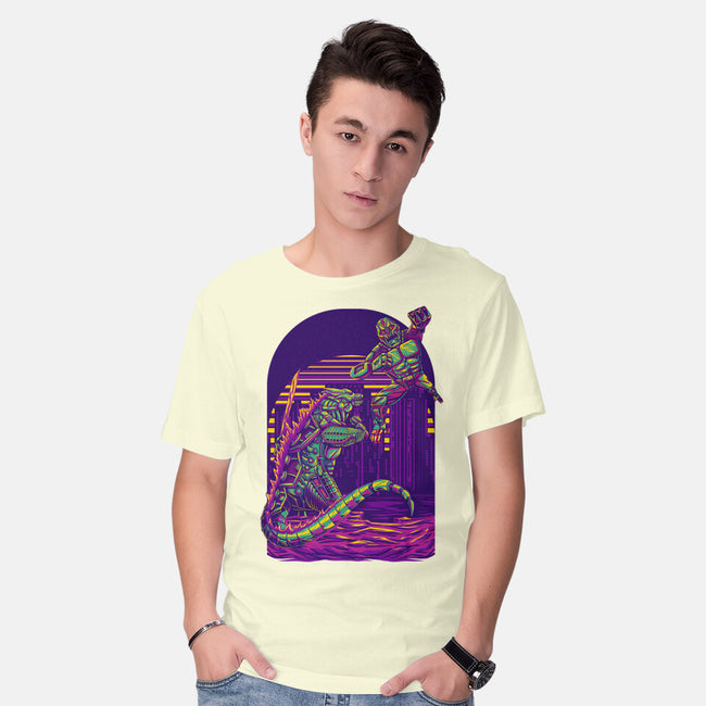 RoboZilla Vs RoboKong-Mens-Basic-Tee-alanside