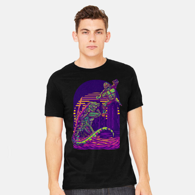 RoboZilla Vs RoboKong-Mens-Heavyweight-Tee-alanside