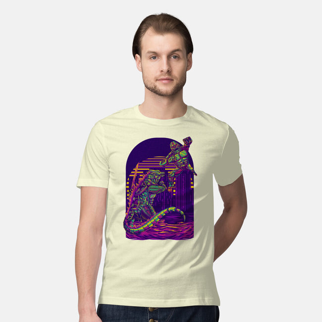 RoboZilla Vs RoboKong-Mens-Premium-Tee-alanside