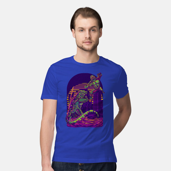 RoboZilla Vs RoboKong-Mens-Premium-Tee-alanside