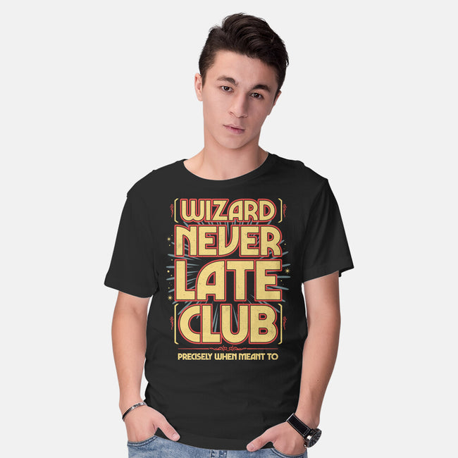 Wizard Never Late Club-Mens-Basic-Tee-rocketman_art