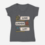 Live Laugh Lit-Womens-V-Neck-Tee-Weird & Punderful