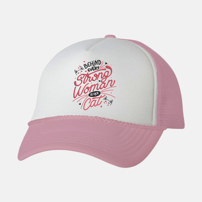 Behind Every Strong Woman-Unisex-Trucker-Hat-tobefonseca