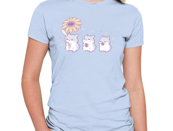 Cute Hamsters With Sunflower