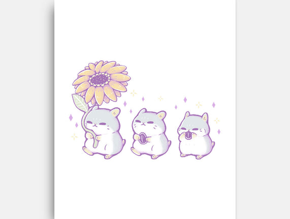 Cute Hamsters With Sunflower