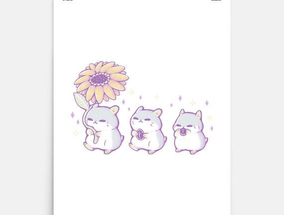 Cute Hamsters With Sunflower