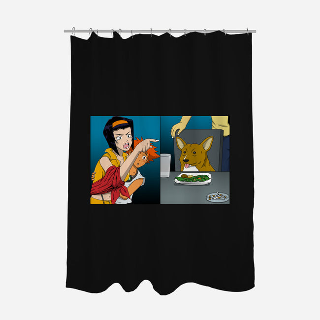 Space Cowgirl Vs Data Dog-None-Polyester-Shower Curtain-pigboom
