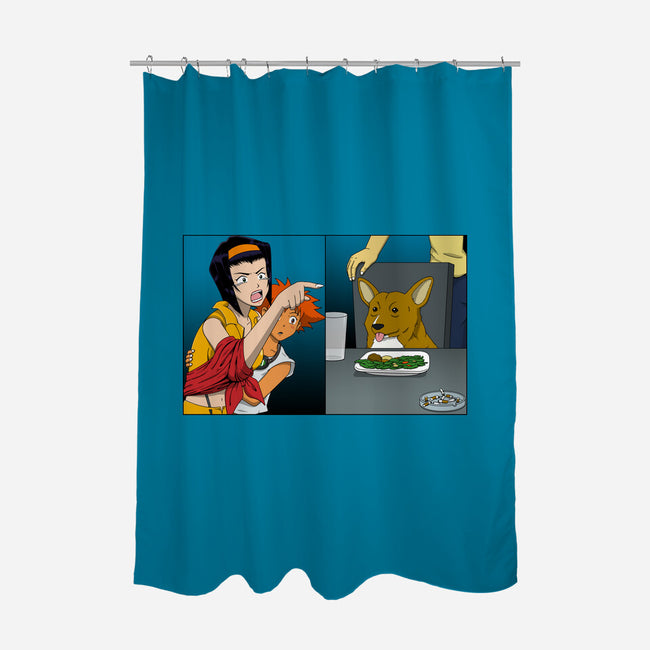 Space Cowgirl Vs Data Dog-None-Polyester-Shower Curtain-pigboom