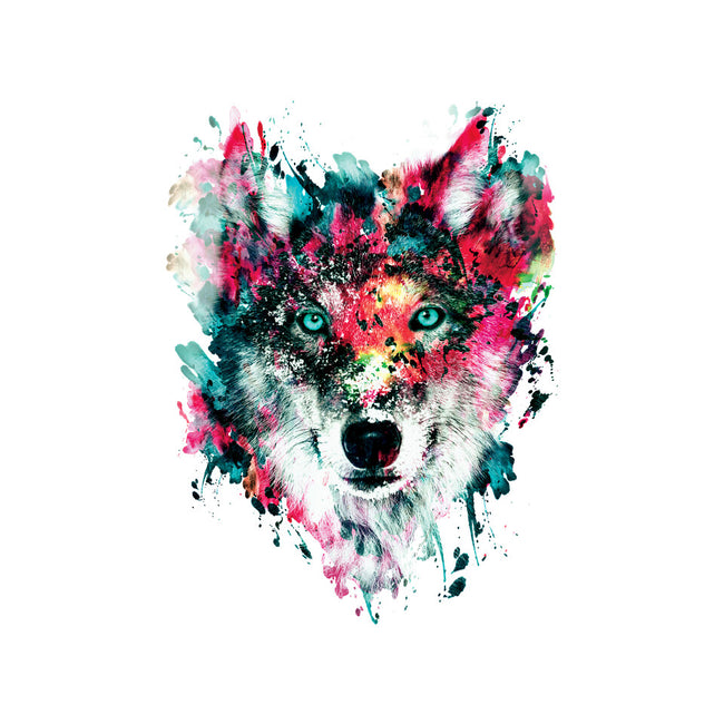 Watercolor Wolf-womens basic tee-RizaPeker