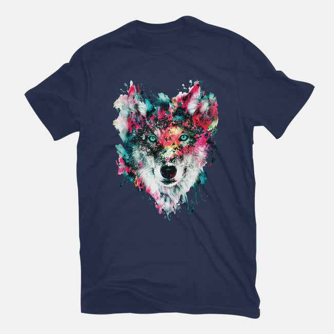 Watercolor Wolf-mens basic tee-RizaPeker