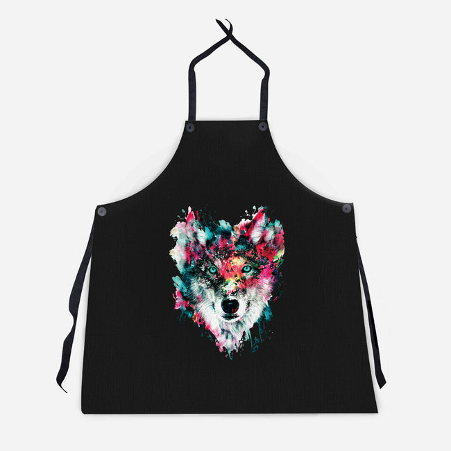 Watercolor Wolf-unisex kitchen apron-RizaPeker