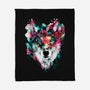 Watercolor Wolf-none fleece blanket-RizaPeker