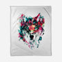 Watercolor Wolf-none fleece blanket-RizaPeker