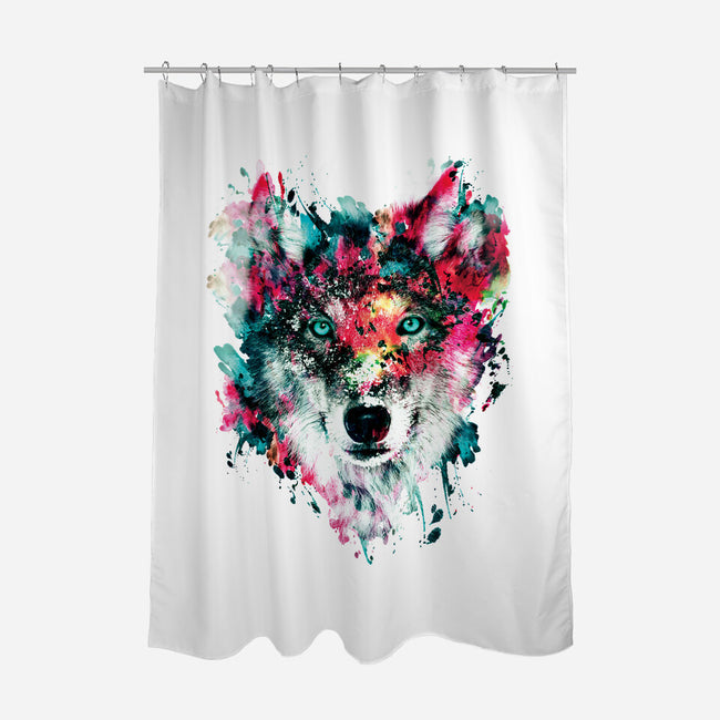 Watercolor Wolf-none polyester shower curtain-RizaPeker