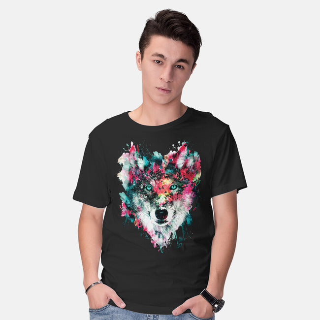 Watercolor Wolf-mens basic tee-RizaPeker
