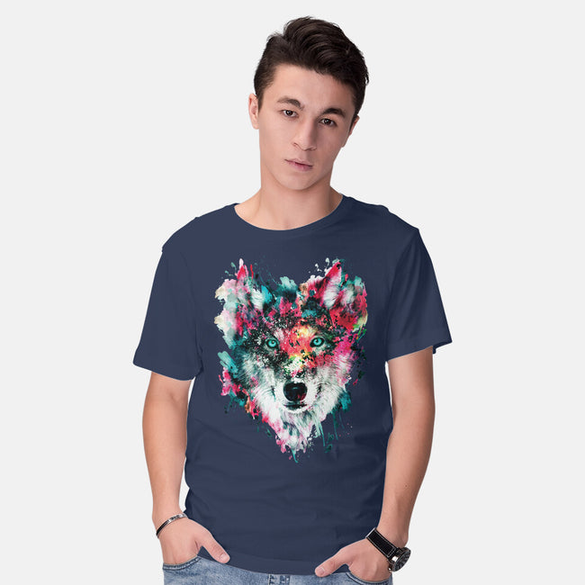 Watercolor Wolf-mens basic tee-RizaPeker