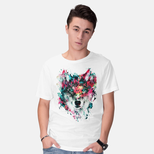 Watercolor Wolf-mens basic tee-RizaPeker