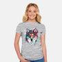 Watercolor Wolf-womens fitted tee-RizaPeker