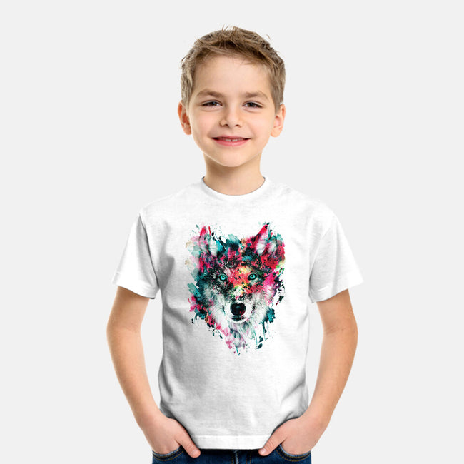 Watercolor Wolf-youth basic tee-RizaPeker