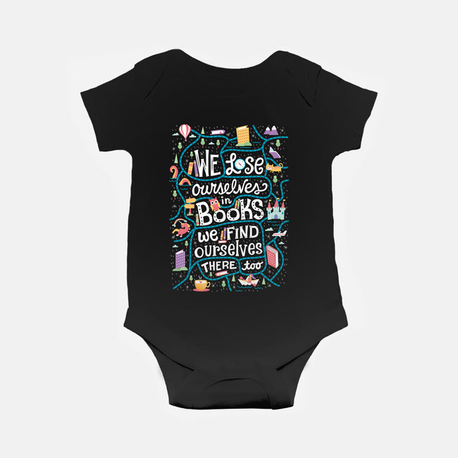 We Lose Ourselves in Books-baby basic onesie-risarodil