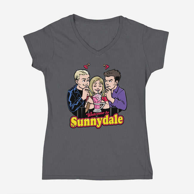 Welcome to Sunnydale-womens v-neck tee-harebrained