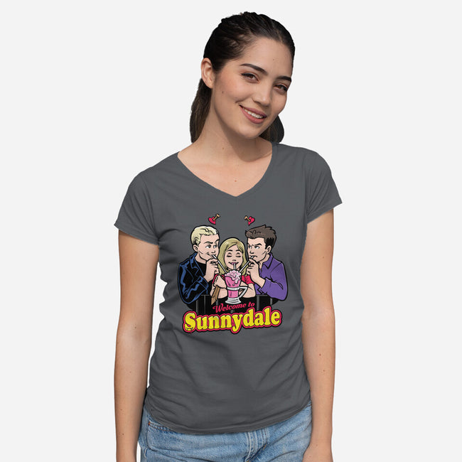 Welcome to Sunnydale-womens v-neck tee-harebrained