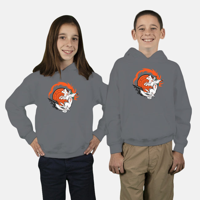 White Wolf Goddess-youth pullover sweatshirt-TechraNova
