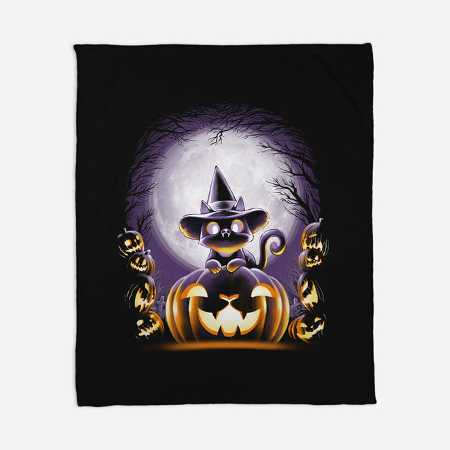 Witch-Cat Night-none fleece blanket-alemaglia