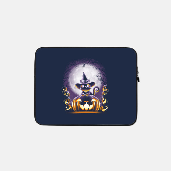 Witch-Cat Night-none zippered laptop sleeve-alemaglia