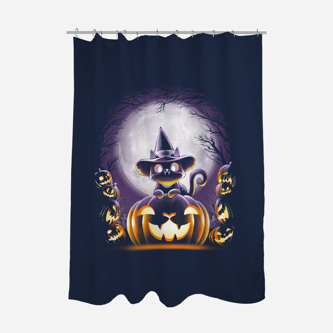 Witch-Cat Night-none polyester shower curtain-alemaglia