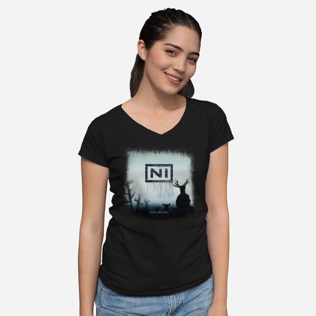With Antlers-womens v-neck tee-ntesign