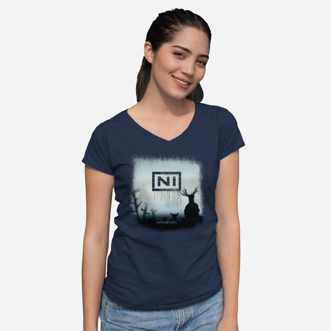 With Antlers-womens v-neck tee-ntesign