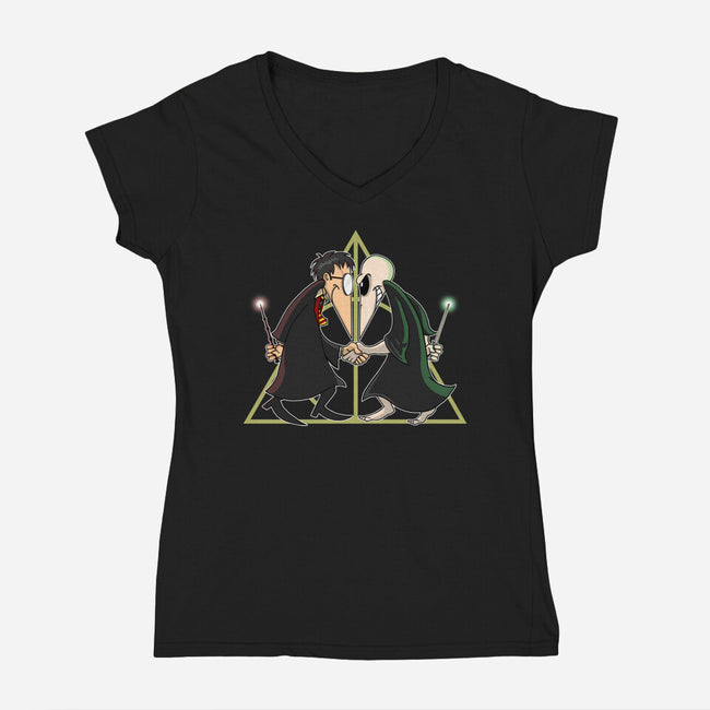 Wizard Vs Wizard-womens v-neck tee-SarahCave