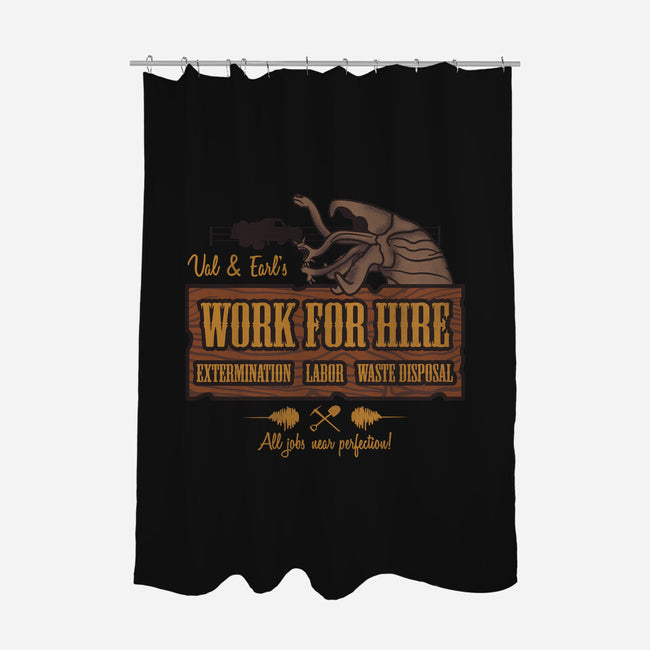 Val & Earl's Work for Hire-none polyester shower curtain-beware1984