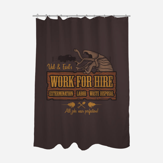 Val & Earl's Work for Hire-none polyester shower curtain-beware1984