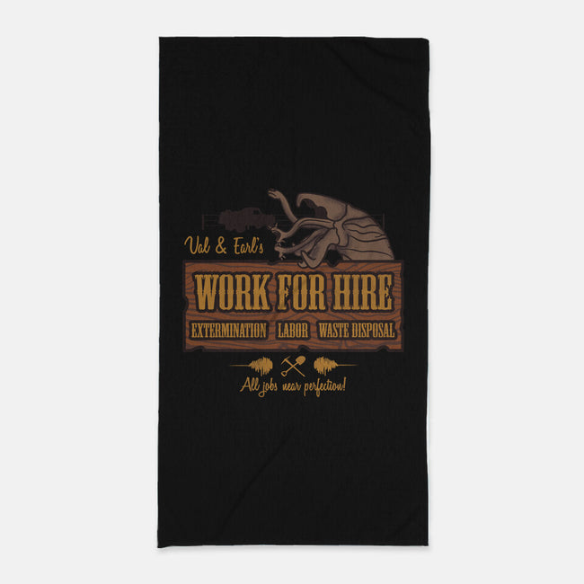 Val & Earl's Work for Hire-none beach towel-beware1984