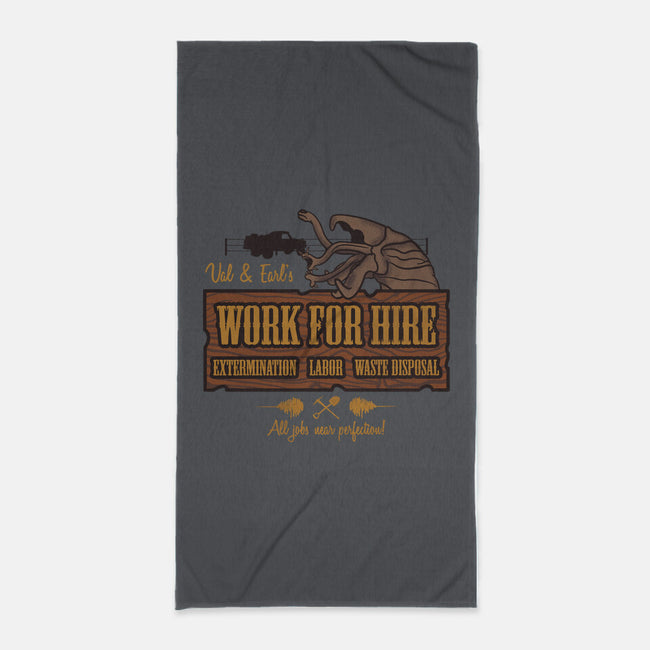 Val & Earl's Work for Hire-none beach towel-beware1984