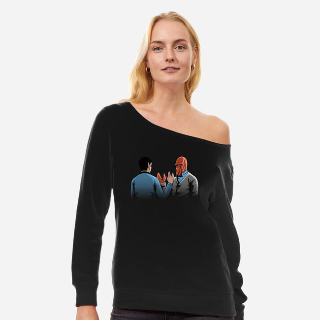 Vulcan Salute-womens off shoulder sweatshirt-Naolito