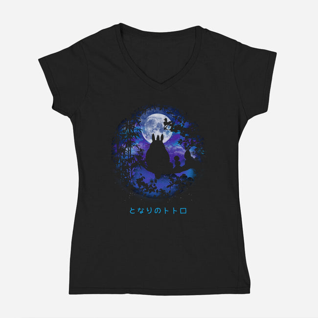 Under The Moon-womens v-neck tee-pescapin