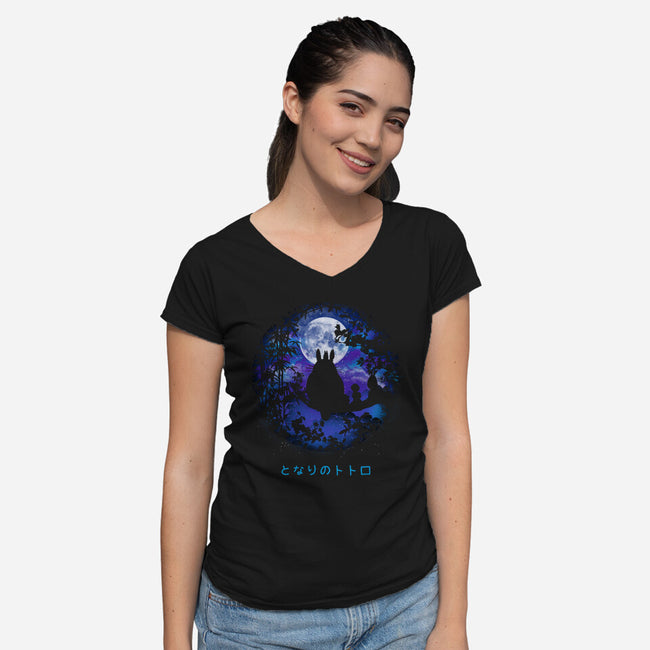 Under The Moon-womens v-neck tee-pescapin
