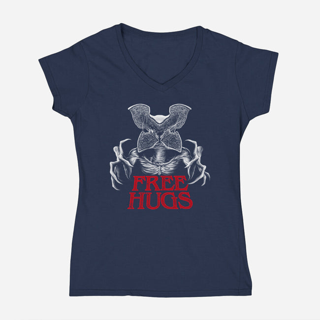 Upside Down Hugs-womens v-neck tee-batang 9tees