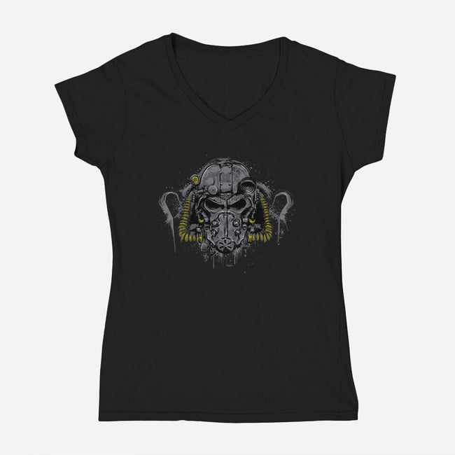 T-60 Power Armor-womens v-neck tee-DrMonekers