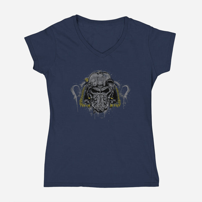 T-60 Power Armor-womens v-neck tee-DrMonekers