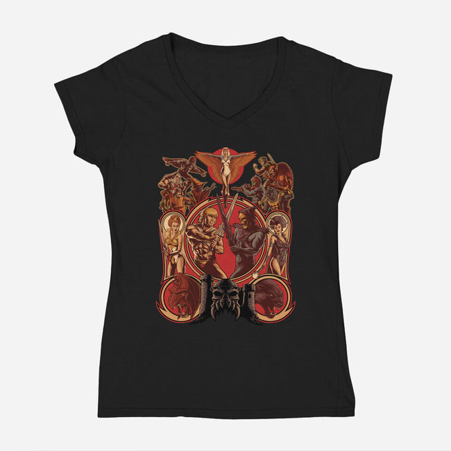 The Battle Of Grayskull-womens v-neck tee-Moutchy