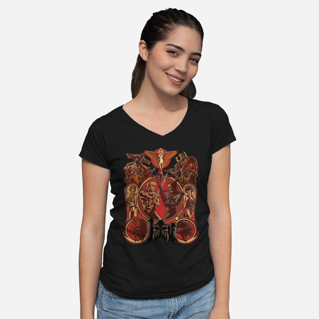 The Battle Of Grayskull-womens v-neck tee-Moutchy