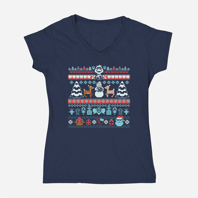 The Island of Misfit Sweaters-womens v-neck tee-tomkurzanski
