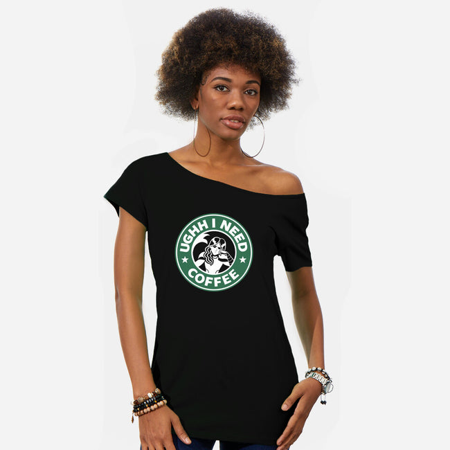 The Power of Coffee-womens off shoulder tee-ariaxe